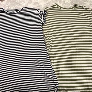 2 Sonoma Striped Dresses in Navy Blue and Green